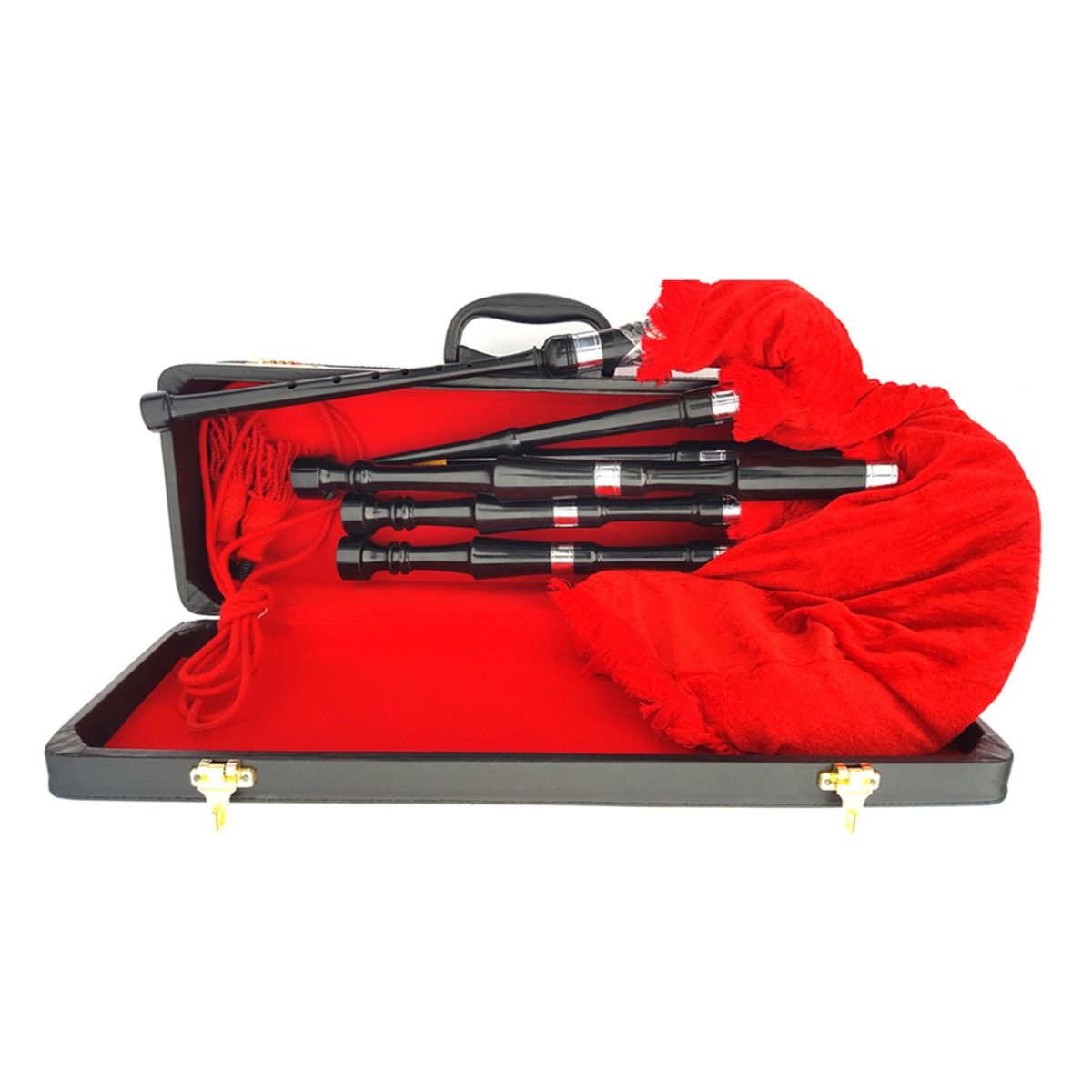Bagpipe Reeds Set Beautiful Red Velvet Highland Bagpipe Set | Bagpipe For Sale - BC