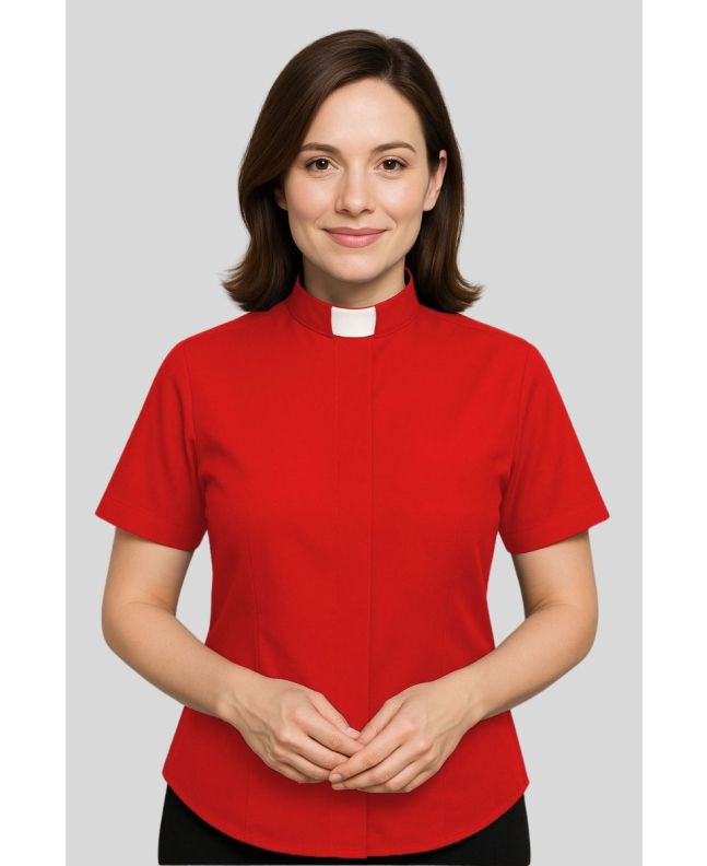 Versatile Fit Tab Collar Red Clergy Shirt for Women’s
