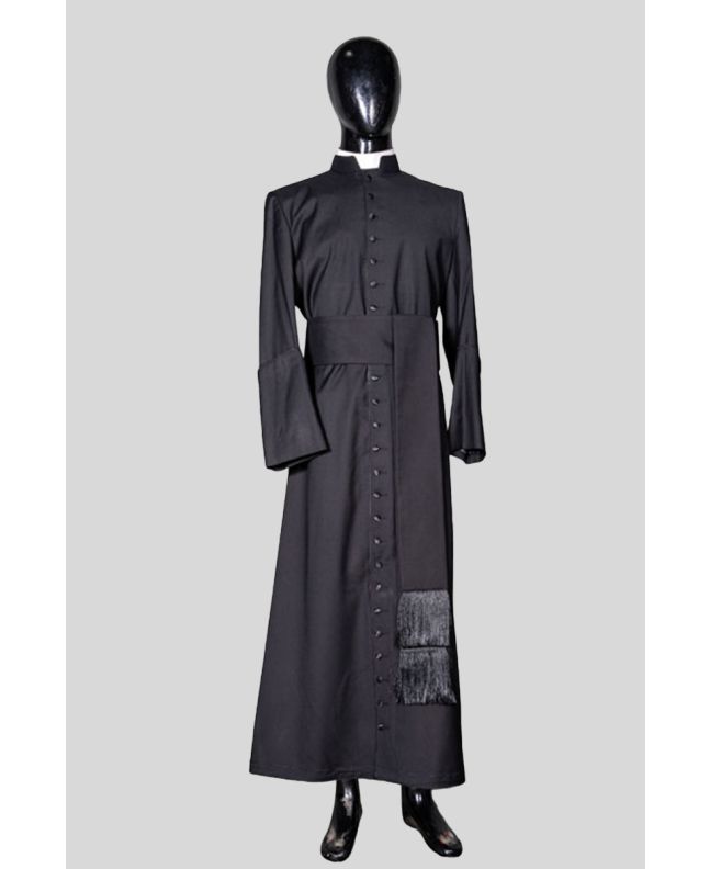 Superior Black Wool Priest Cassock Perfect for Formal Liturgical Services