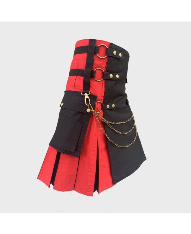 Black And Red Hybrid Utility Kilt 