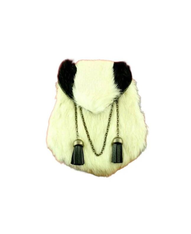 Full Rabbit Fur Front Black & White Sporran
