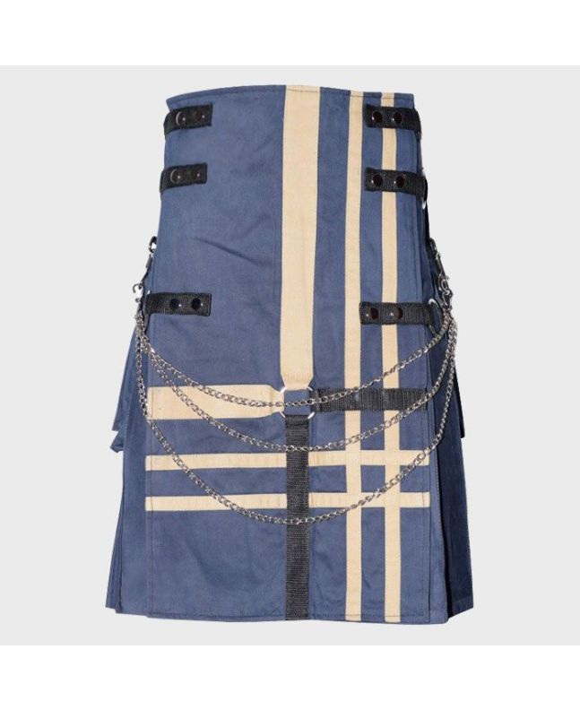 Blue Hybrid Utility Kilt With Chain