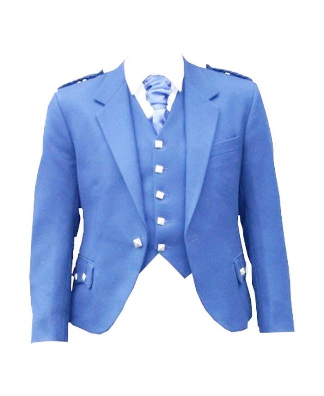 Wool Tweed Blue Argyle Kilt Jacket 