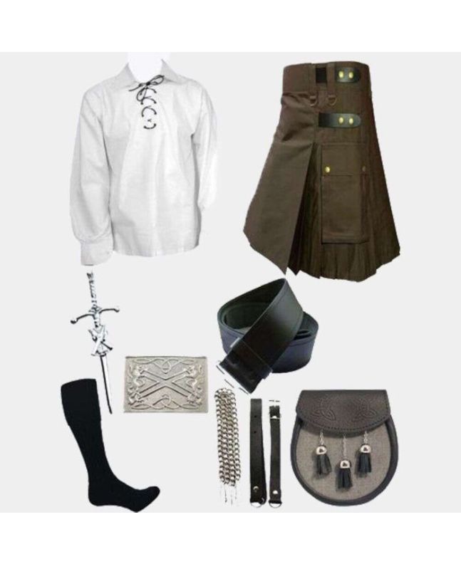 Brown Utility Kilt With Accessories Deal