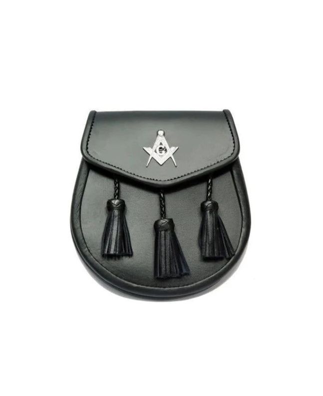 Masonic Badge Black Leather Sporran
