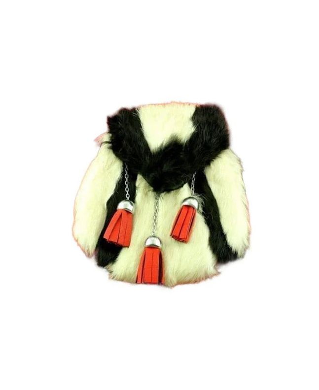 Black & White Rabbit Shape Sporran With Red Tassels