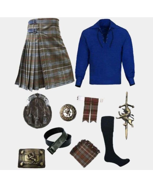 Fraser Weathered Tartan & Scottish Blue Ghillie Shirt Accessories Deal