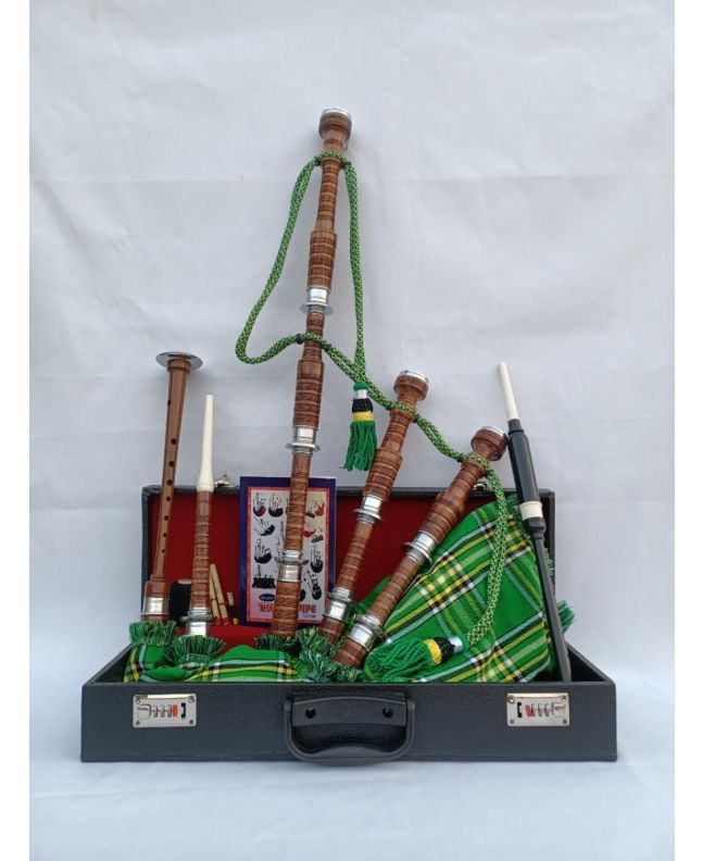 Irish National Beautiful Brown Bagpipe Set 