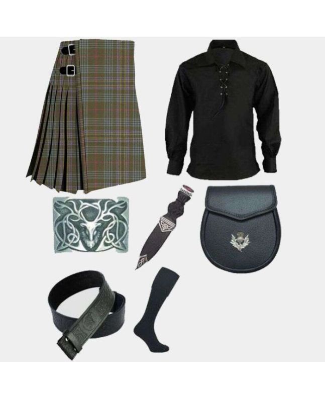 Kennedy Weather Tartan Kilt With Ghillie Shirt & Accessories Deal