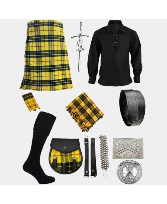 Macleod of Lewis Tartan Kilt & Black Shirt With Accessories Deal