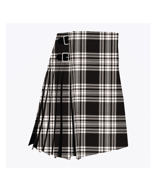 Menzies Black & White Modern Tartan Kilt