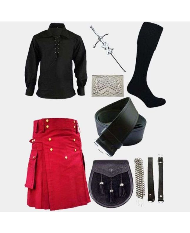 Red Utility Kilt With Accessories Deal