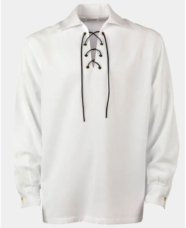 White Jacobite Ghillie Shirt for Kilt