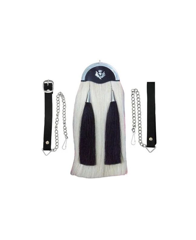 Patent Leather Drummer Horse Hair Sporran With Thistle