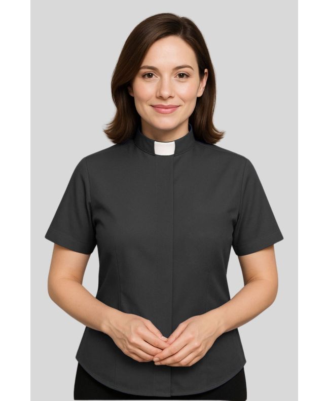 Professional Black Clergy Shirt for Female Ministers