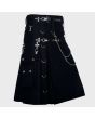 Black Gothic Men Utility Kilt 