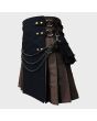 Brown And Black Canvas Cargo Hybrid Kilt  