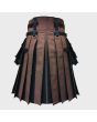 Brown And Black Canvas Cargo Hybrid Kilt  