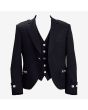 Black Wool Tweed Argyle Jacket 