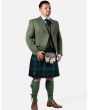New Green Wedding Wool Tweed Argyll Jacket Kilt Outfit Package Deluxe