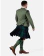 New Green Wedding Wool Tweed Argyll Jacket Kilt Outfit Package Deluxe