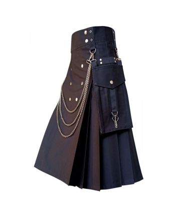 Black Hybrid Kilt With Chain