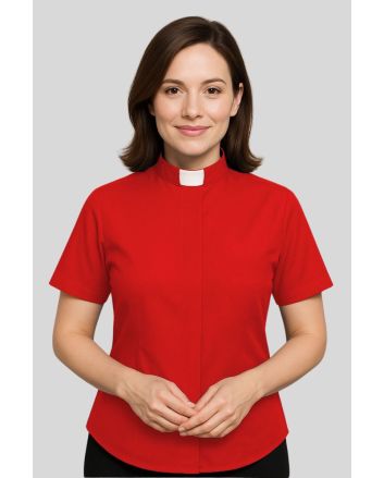Versatile Fit Tab Collar Red Clergy Shirt for Women’s

