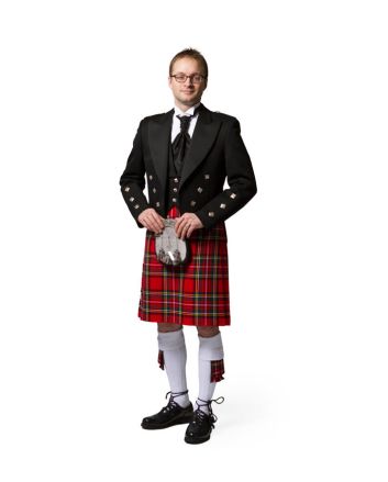 Royal Stewart Tartan Prince Charlie Jacket Scottish Kilt Outfit
