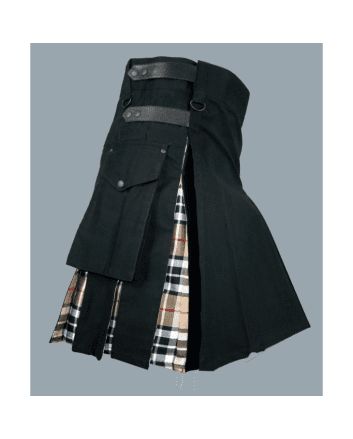 Black Hybrid With Camel Thomson Tartan Kilt 