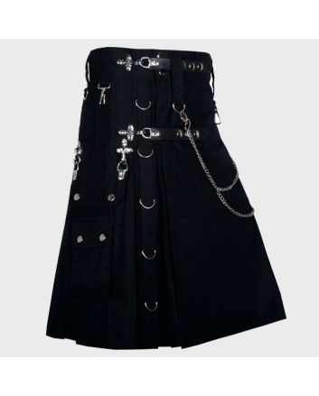 Black Gothic Men Utility Kilt 