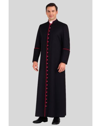 Men’s Black Honor House Cassock Classic Red-Purple Trim
