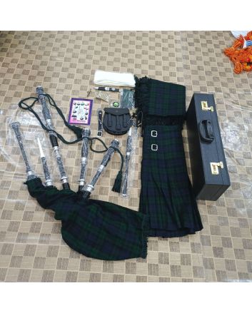 Black Watch Tartan Black Finish Bagpipe Deal
