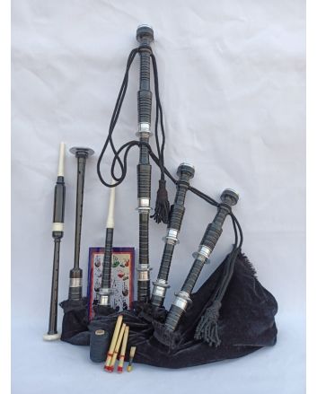 Highland New Black Velvet Bagpipe Set