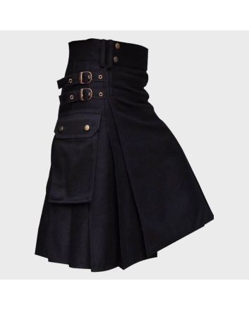 Black Utility Kilt For Active Men