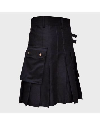 Black Utility Kilt For Active Men