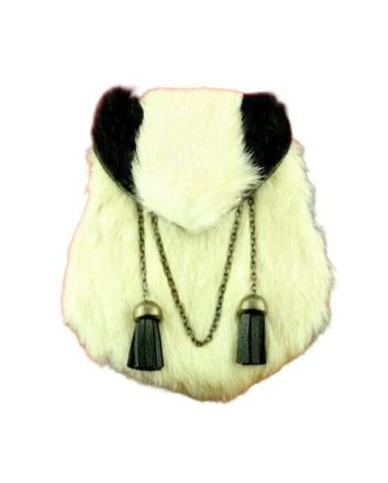 Full Rabbit Fur Front Black & White Sporran