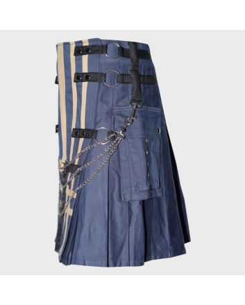 Blue Hybrid Utility Kilt With Chain