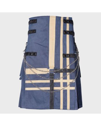 Blue Hybrid Utility Kilt With Chain