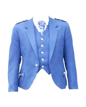 Wool Tweed Blue Argyle Kilt Jacket 