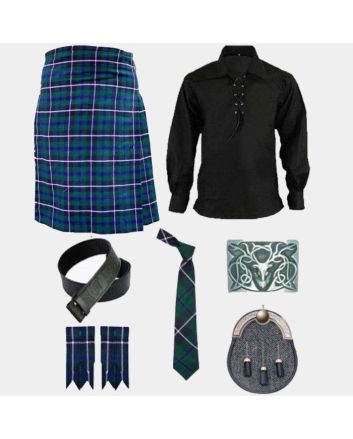 Douglas Tartan Kilt with Ghillie Shirt & Accessories Deal