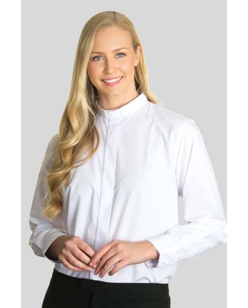 Luxury Fit White Women’s Tab Collar Clergy Shirt
