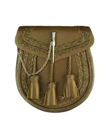 Brown Leather Braided Pin Lock Sporran