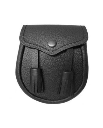 Boys' Grained Leather Sporran With Two Tassels - Free Sporran Belt