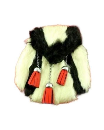 Black & White Rabbit Shape Sporran With Red Tassels