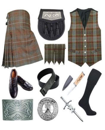 New Fraser Weathered Wedding Tartan Kilt Outfit Package Deal