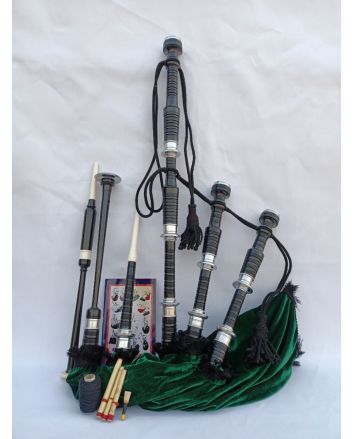 Highland New Green Velvet Bagpipe Set