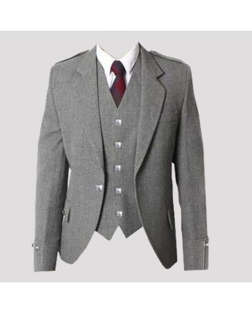 Grey Wool Tweed Argyle Jacket 