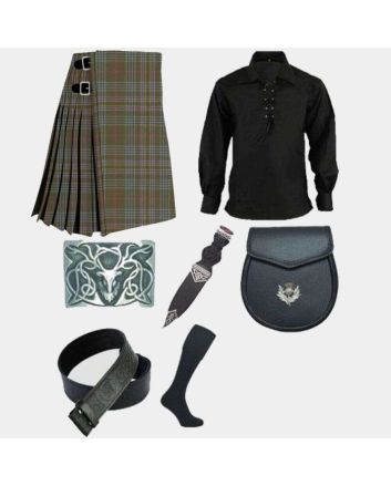 Kennedy Weather Tartan Kilt With Ghillie Shirt & Accessories Deal