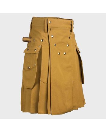 Modern Khaki Utility Kilt 