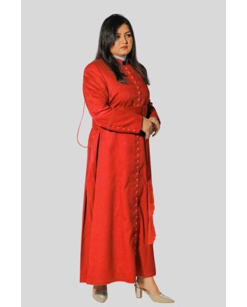 Graceful Red Women’s Cassock with 33 Button Front
